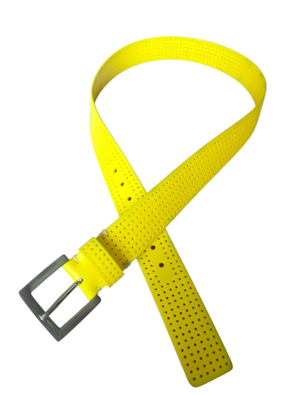 Yellow Perforated Silicone Belt - Stylish Casual Accessory
